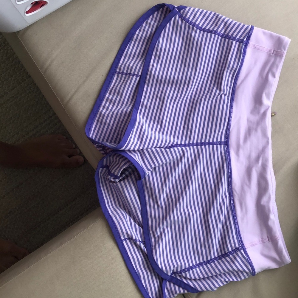 Lululemon Purple striped shorts.